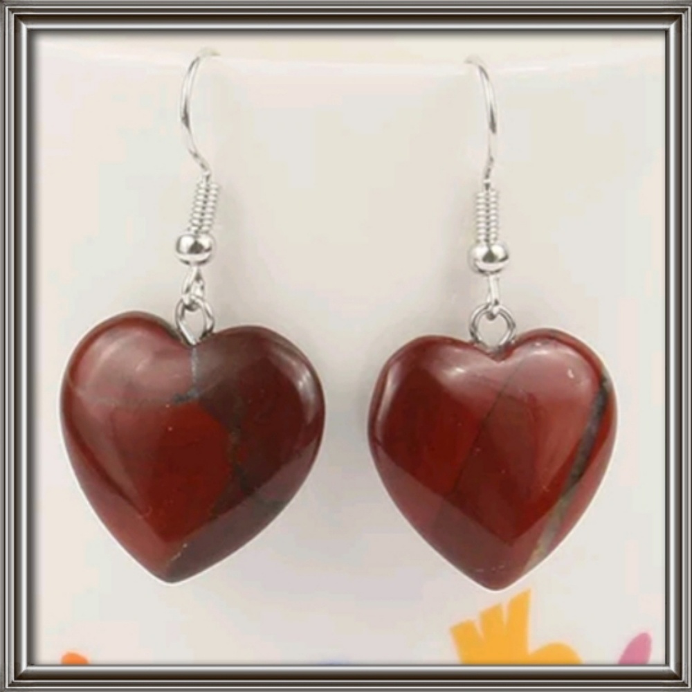 Beautiful heart shaped natural stone earrings